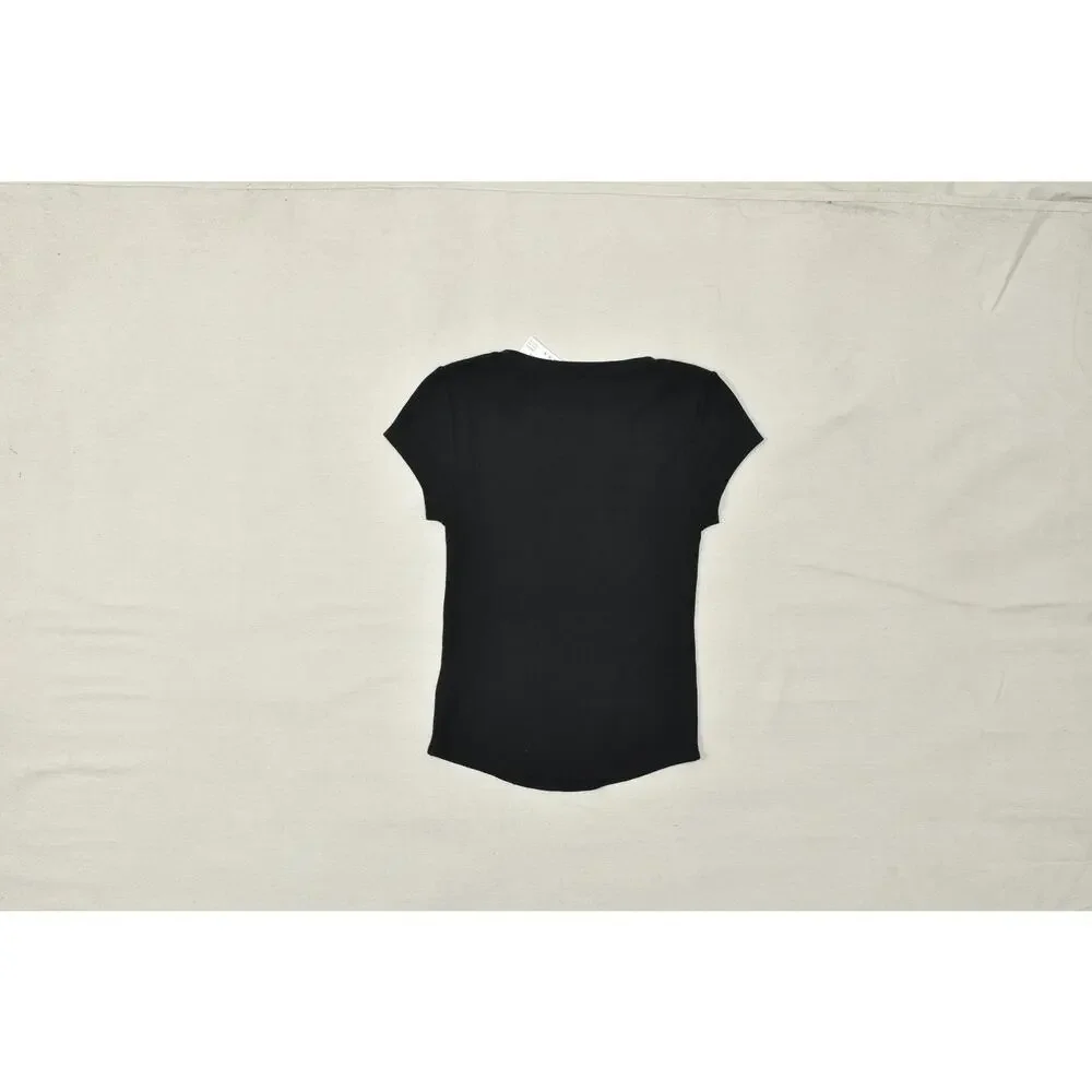 American Eagle Women's Medium Black Waffle Knit Short Sleeve T-Shirt NWT - Picture 8 of 8